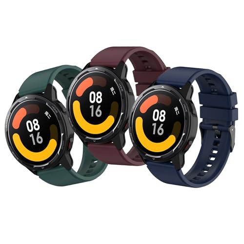 MIJOBS 3 Stück Armband Kompatibel mit Xiaomi Watch 2 Pro/Xiaomi Watch S1 Active/Xiaomi Watch S1 / Xiaomi MI WATCH Silikonarmband, Sport-Armband, 22mm Armbänder, Damenband, Männerband von MIJOBS