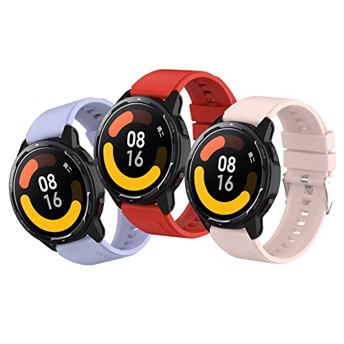 MIJOBS 3 Stück Armband Kompatibel mit Xiaomi Watch 2 Pro/Xiaomi Watch S1 Active/Xiaomi Watch S1 / Xiaomi MI Watch Silikonarmband, Sport-Armband, 22mm Armbänder, Damenband, Männerband von MIJOBS