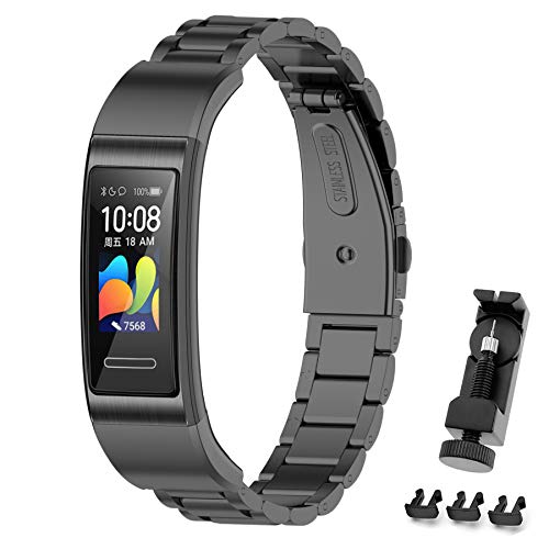 MIJOBS Armband Kompatibel mit HUAWEI Band 4 Pro/Band 3 Pro/Band 3 Edelstahl Ersatzarmband Zubehör für Huawei Band 3/3Pro/4Pro Metallarmband von MIJOBS