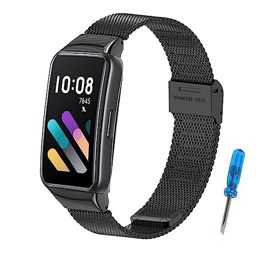 MIJOBS Armband Kompatibel mit Honor Band 7 Armbänder Smartwatch Zubehör Edelstahl Metallbänder für Honor Band 6/7, Huawei Band 6/6Pro von MIJOBS