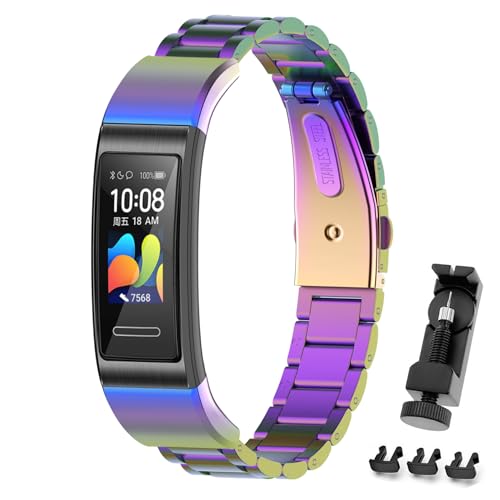 MIJOBS Armband Kompatibel mit Huawei Band 4 Pro/Band 3 Pro/Band 3 Edelstahl Ersatzarmband Zubehör für Huawei Band 3/3Pro/4Pro Metallarmband von MIJOBS