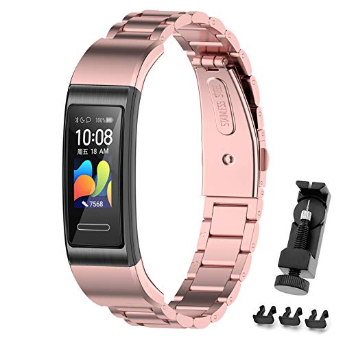 MIJOBS Armband Kompatibel mit Huawei Band 4 Pro/Band 3 Pro/Band 3 Edelstahl Ersatzarmband Zubehör für Huawei Band 3/3Pro/4Pro Metallarmband von MIJOBS