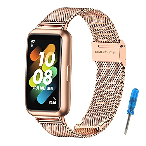 MIJOBS Armband Kompatibel mit Huawei Band 7 Armbänder Edelstahl Metallbänder Ersatzband für Huawei Band 7 Standard & Huawei Band 7 NFC Edition von MIJOBS