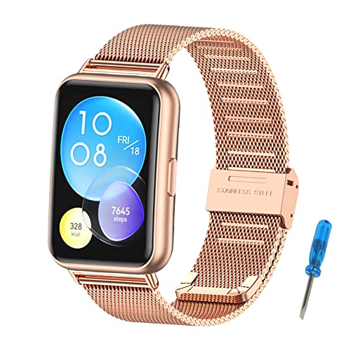 MIJOBS Armband Kompatibel mit Huawei Watch Fit 2/Active/Elegant/Classic Ersatzarmband Metallarmband Edelstahlarmband Smartwatch Zubehör für Huawei Watch Fit2 von MIJOBS