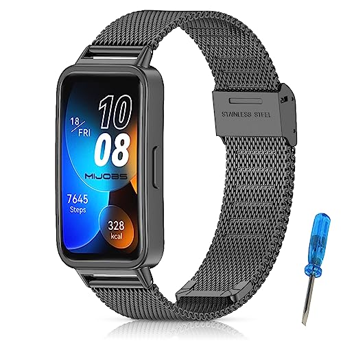 MIJOBS Armband für Huawei Band 8 Ersatzarmband für Huawei Band 8 Standard & Huawei Band 8 NFC Edition Armbänder Edelstahl Metallarmbänder von MIJOBS