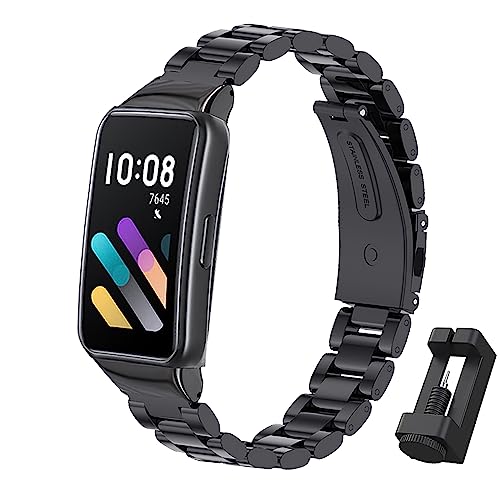 MIJOBS Metallarmband Kompatibel mit Honor Band 7 Armbänder Edelstahl Metallbänder für Honor Band 6/7, Huawei Band 6/6Pro Smartwatch Zubehör von MIJOBS