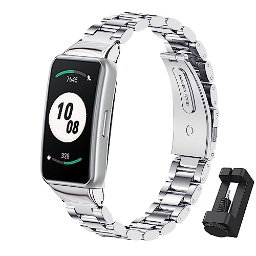 MIJOBS Metallarmband Kompatibel mit Honor Band 7 Armbänder Edelstahl Metallbänder für Honor Band 6/7, Huawei Band 6/6Pro Smartwatch Zubehör von MIJOBS