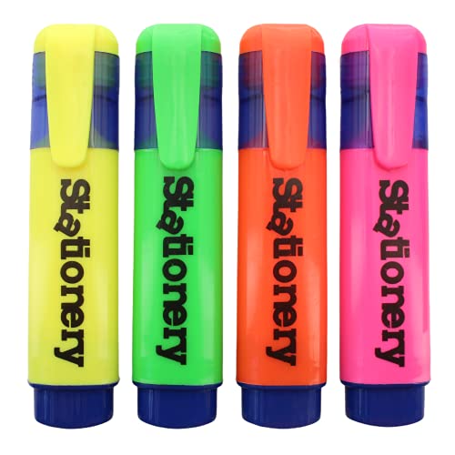 MIJOMA 4 Stück Set Textmarker in verschiedenen leuchtenden Neon-Farben, Top-Qualität, für lange Markierleistung von MIJOMA