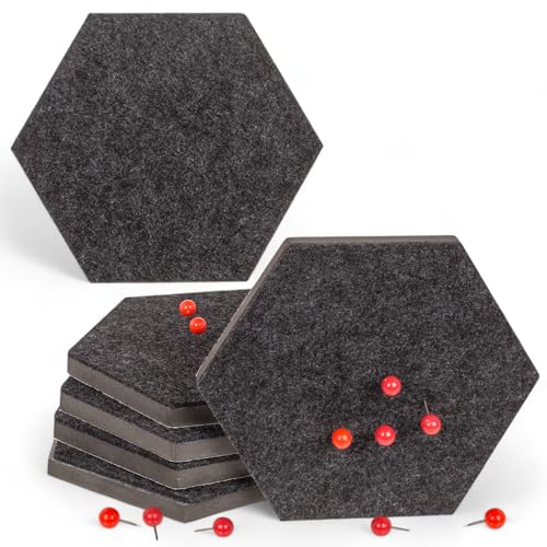 MIJOMA Filz-Memotafeln 6-eckig, Pinnwand-Set mit 12 Stecknadeln, selbstklebend, 6er-Set, 15 x 17 cm von MIJOMA