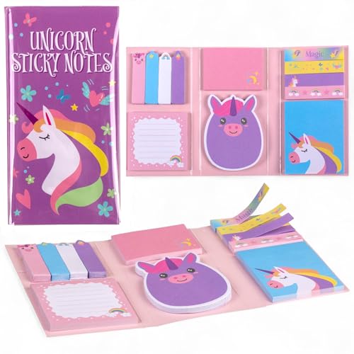 MIJOMA Haftnotizen Set – 6-teiliges Sticky Notes Booklet mit verschiedenen Formaten – Perfekt für Schule, Büro & Alltag – farbenfrohe Designs (Einhorn) von MIJOMA