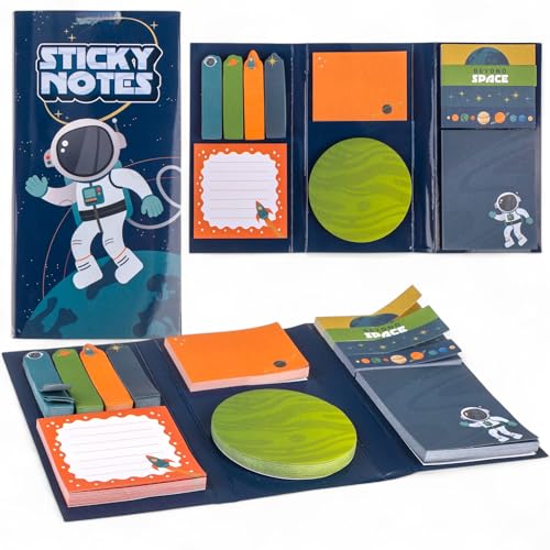 MIJOMA Haftnotizen Set – 6-teiliges Sticky Notes Booklet mit verschiedenen Formaten – Perfekt für Schule, Büro & Alltag – farbenfrohe Designs (Weltraum) von MIJOMA