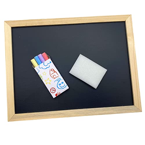MIJOMA Mini Kreidetafel Memoboard - Kreatives Schreib- und Zeichenwerkzeug inklusive 4 farbigen Kreidestücken und Schwamm - Schwarz, 23 x 30 cm von MIJOMA