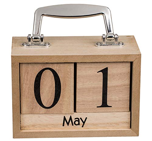 Ewiger Kalender Würfel Block Tischkalender Holzkalender Dauerkalender für Zuhause Büro Tischdeko Schreibtisch Dekoration (Hellbraun) von MIK funshopping