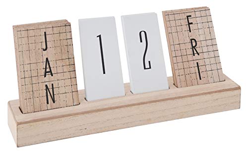 Ewiger Kalender Würfel Block Tischkalender Holzkalender Dauerkalender für Zuhause Büro Tischdeko Schreibtisch Dekoration (Modern Natur/Weiß) von MIK funshopping