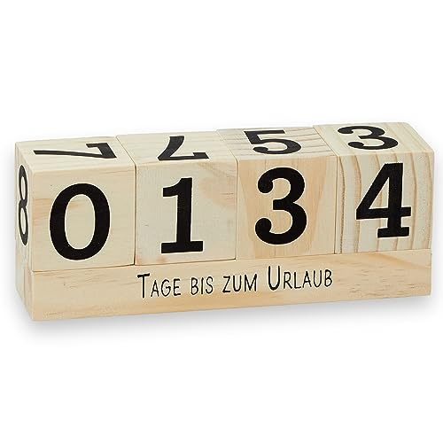 Jahres Countdown Kalender Würfel aus Holz mit Themenleiste - Dauer-Jahre-Tisch-Kalender - Lückenlose Tagezählung bis zu 432 Tagen für Hochzeiten, Geburtstage, Prüfungen und mehr (Natur) von MIK funshopping