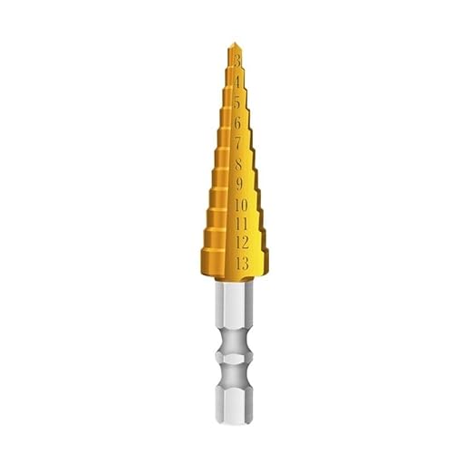 1 Stück Stufenbohrer 3-13 mm HSS Titanbeschichteter Holz-Metall-Lochschneider Kegelbohrer Metallbohrer von MIKFESPO