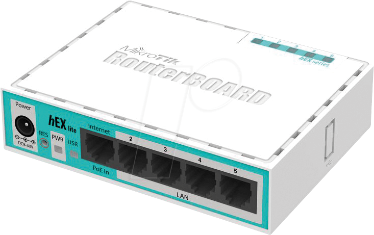 MTK HEX LITE - hEX lite mit 850MHz CPU, 64MB RAM, 5x LAN von MIKROTIK