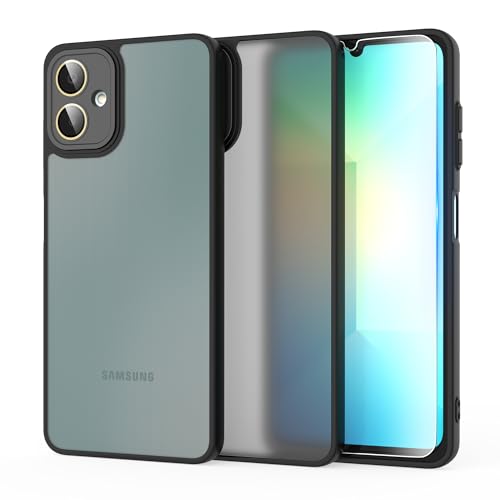 MIKULLE Hülle für Samsung Galaxy A06 HandyHülle + 1 Stück Schutz Glas,Schutzhülle mit Samsung Galaxy A06 4G Stoßfest Silikon TPU Bumper Case für Samsung Galaxy A06 4G (6.7") - Schwarz von MIKULLE