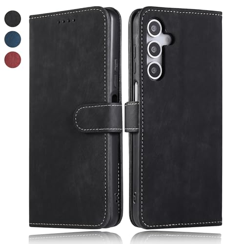 MIKULLE Lederhülle für Samsung Galaxy A16 5G / 4G (6.7") Hülle, Handyhülle PU Leder Wallet Kartenfach Standfunktion und Magnet Klapphülle Schutzhülle - Schwarz von MIKULLE
