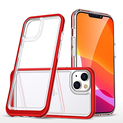 MIKULLE Hülle für iPhone 13 Mini Bumper Case Handyhülle HD-Transparent Schutzhülle Cover,Rot von MIKULLE