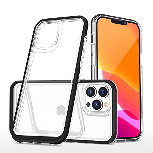 MIKULLE Hülle für iPhone 13 Pro Max Bumper Case Handyhülle HD-Transparent Schutzhülle Cover,Schwarz von MIKULLE