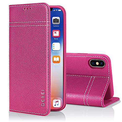 MILAN NICE iPhone XR Lederhülle Stoßfeste Brieftasche Kratzfeste Schutzhülle Echt Ledertasche Handy Hülle mit Ständer Wallet Tasche mit Magnetverschluss (Rot) von MILAN NICE