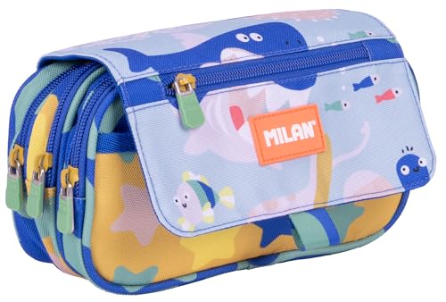 MILAN® Federmäppchen mit 4 Reißverschlüssen und Klappe, spezielle Serie Blue Odyssey von MILAN