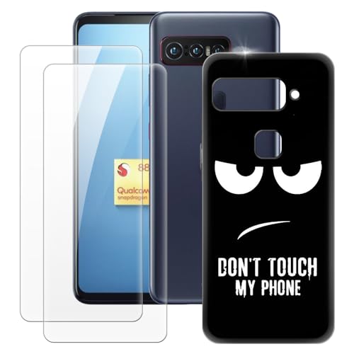 MILEGAO Asus Smartphone for Snapdragon Insiders Hülle + 2 Displayschutzfolien aus gehärtetem Glas, ultradünne Stoßstange, stoßfeste weiche TPU-Silikon-Abdeckung (6.78”) von MILEGAO