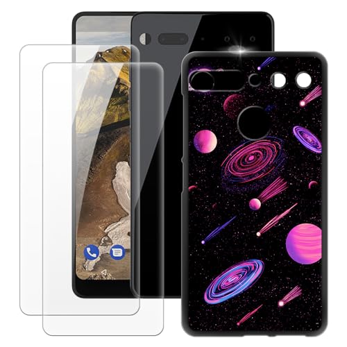 MILEGAO Essential Phone PH-1 Hülle + 2 Displayschutzfolien aus gehärtetem Glas, ultradünne Stoßstange, stoßfeste weiche TPU-Silikon-Abdeckung für Essential Phone PH-1 (5.71”) von MILEGAO