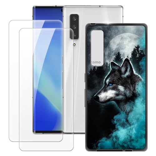 MILEGAO Fujitsu Arrows NX9 F-52A Hülle + 2 Displayschutzfolien aus gehärtetem Glas, ultradünne Stoßstange, stoßfeste weiche TPU-Silikon-Abdeckung für Fujitsu Arrows NX9 F-52A (6.3 ”) von MILEGAO