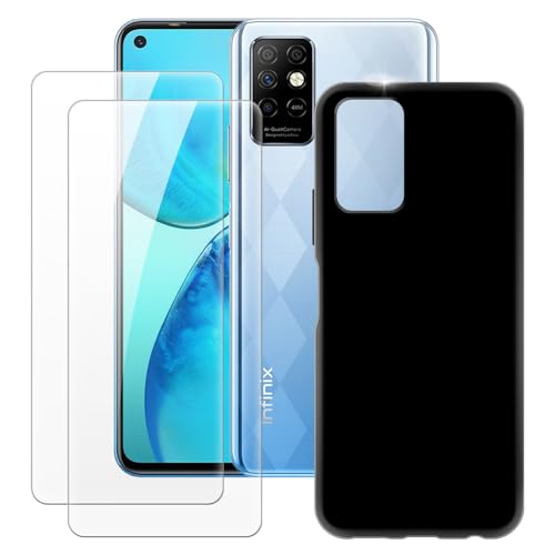 MILEGAO Infinix Note 8i X683 Hülle + 2 Displayschutzfolien aus gehärtetem Glas, ultradünne Stoßstange, stoßfeste weiche TPU-Silikon-Abdeckung für Infinix Note 8i X683 (6.78”) von MILEGAO