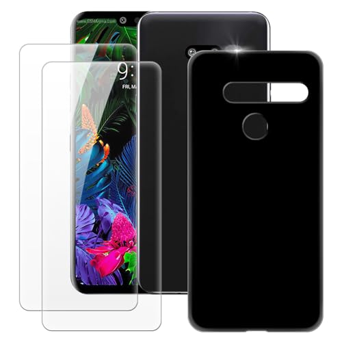 MILEGAO LG G8 ThinQ Hülle + 2 Displayschutzfolien aus gehärtetem Glas, ultradünne Stoßstange, stoßfeste weiche TPU-Silikon-Abdeckung für LG G8 ThinQ LM-G820N (6.1”) von MILEGAO