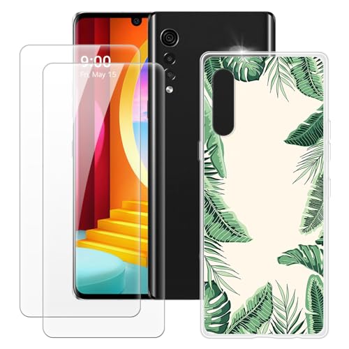 MILEGAO LG Velvet Hülle + 2 Displayschutzfolien aus gehärtetem Glas, ultradünne Stoßstange, stoßfeste weiche TPU-Silikon-Abdeckung Hülle für LG Velvet 4G (6.8”) von MILEGAO