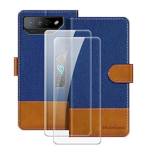 MILEGAO Lederhülle für Asus ROG Phone 7 Ultimate magnetische Handyhülle mit Brieftasche und Kartensteckplatz + [2 Stück] Displayschutzfolie aus gehärtetem Glas für Asus ROG Phone 7 Pro (6.78”) von MILEGAO