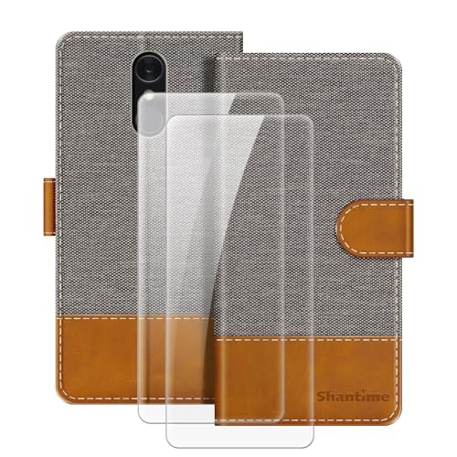 MILEGAO Lederhülle für LG Q7 magnetische Handyhülle mit Brieftasche und Kartensteckplatz + [2 Stück] Displayschutzfolie aus gehärtetem Glas für LG Q7 Plus (5.5”) von MILEGAO