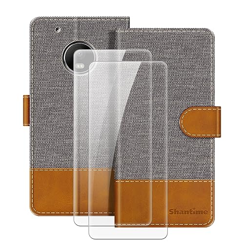 MILEGAO Lederhülle für Motorola Moto G5 Plus magnetische Handyhülle mit Brieftasche und Kartensteckplatz + [2 Stück] Displayschutzfolie aus gehärtetem Glas für Motorola Moto G5 Plus (5.2”) von MILEGAO
