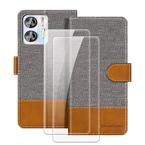 MILEGAO Lederhülle für Oukitel C35 magnetische Handyhülle mit Brieftasche und Kartensteckplatz + [2 Stück] Displayschutzfolie aus gehärtetem Glas für Oukitel C35 (6.56”) von MILEGAO