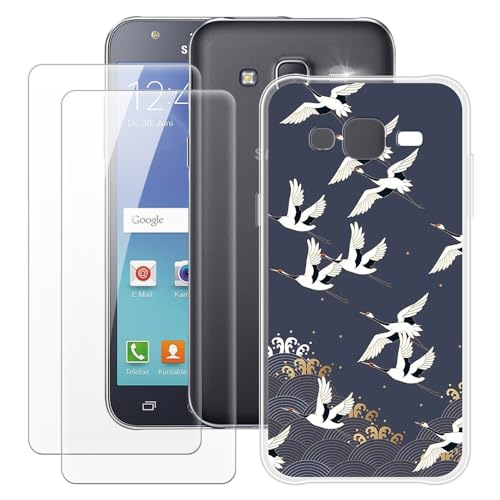MILEGAO Samsung Galaxy J5 2015 Hülle + 2 Displayschutzfolien aus gehärtetem Glas, ultradünne Stoßstange, stoßfeste weiche Silikon-TPU-Abdeckung für Samsung Galaxy J5 2015 (5”) von MILEGAO