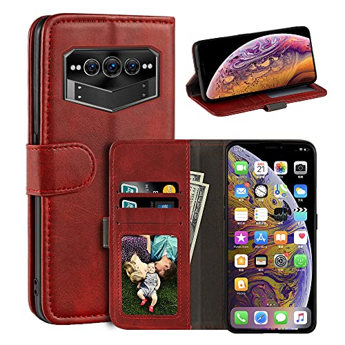 MILEGAO Schutzhülle für Doogee S100 Pro, magnetische PU-Leder, Brieftasche, Business-Handyhülle, modische Klapphülle mit Kartenfach und Ständer für Doogee S100 Pro 6,5 Zoll, Rot von MILEGAO