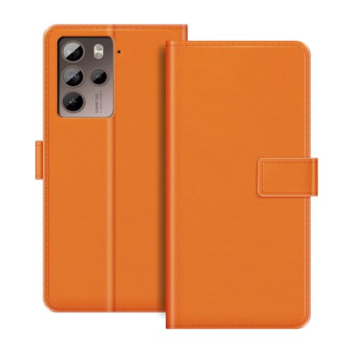MILEGAO Schutzhülle für HTC U23, Premium-Magnetverschluss, PU-Leder, mit Kartenhalter und Ständer, modische Klapphülle für HTC U23 Pro 6,7 Zoll (17 cm), Orange von MILEGAO