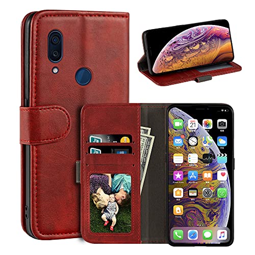 MILEGAO Schutzhülle für ZTE Axon 9 Pro, magnetische PU-Leder, Brieftaschen-Stil, Business-Handyhülle, modische Klapphülle mit Kartenfach und Ständer für ZTE Axon 9 Pro 6,2 Zoll, Rot von MILEGAO