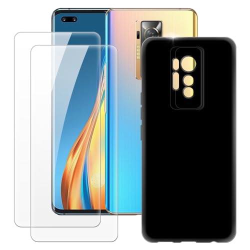 MILEGAO Tecno Phantom X Hülle + 2 Displayschutzfolien aus gehärtetem Glas, ultradünne Stoßstange, stoßfeste weiche TPU-Silikon-Abdeckung für Tecno Phantom X (6.7”) von MILEGAO
