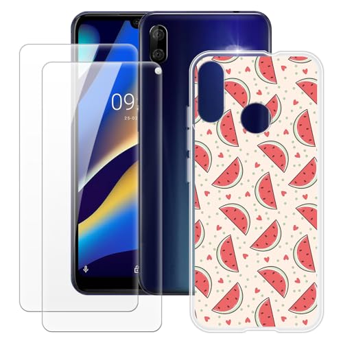 MILEGAO Wiko View 3 Lite Hülle + 2 Displayschutzfolien aus gehärtetem Glas, ultradünne Stoßstange, stoßfeste weiche Silikon-TPU-Abdeckung für Wiko View 3 Lite (6.09”) von MILEGAO