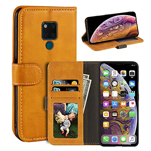 Schutzhülle für Huawei Mate 20 X, magnetisch, PU-Leder, Brieftaschen-Stil, Business-Handyhülle, modische Klapphülle mit Kartenfach und Ständer, für Huawei Mate 20 X 5G 7,2 Zoll, Hellbraun von MILEGAO