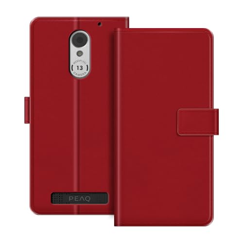 MILEGOO Schutzhülle für Peaq PSP 400, Premium-Magnet-PU-Leder, mit Kartenhalter und Ständer, modische Klapphülle für Peaq PSP 400 16,6 cm (6,5 Zoll), Rot von MILEGOO