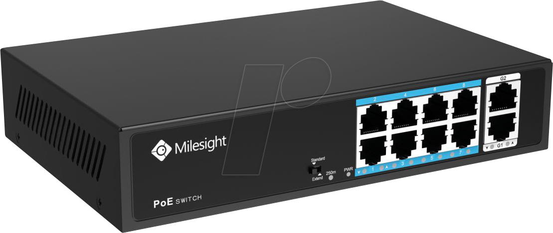 MIL MS-S0208-GL - Switch, 10-Port, Fast Ethernet, PoE+ von MILESIGHT