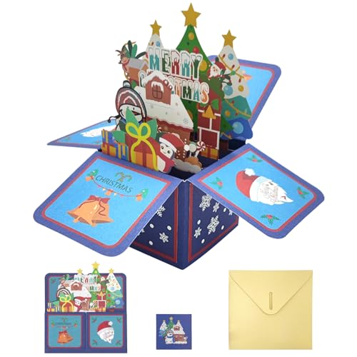 MILIAFLICK Pop Up Karte Weihnachtskarte 3D Weihnachten Papier Merry Christmas pop up Grußkarten mit Weihnachtskarte Weihnachten Karte für Kinder Mädchen Jungen Weihnachtswichteln-A von MILIAFLICK