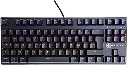 MILLENIUM Gaming Tastatur mit LED Beleuchtung, RGB Tastatur mit 87-Tasten (Internationales-Layout), Mechanische Tastatur mit RED Switch und hochwertige Metall Platte, schwarz von MILLENIUM