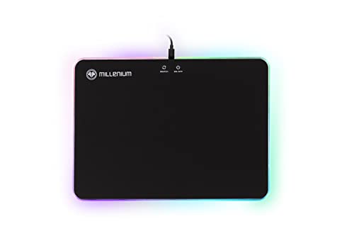 MILLENIUM MSRGB Gaming Mauspad. RGB Gaming Matte 320 x 270 x 3 mm, RGB beleuchtetes Mauspad verbessert Präzision und Geschwindigkeit, Größe M, schwarz von MILLENIUM