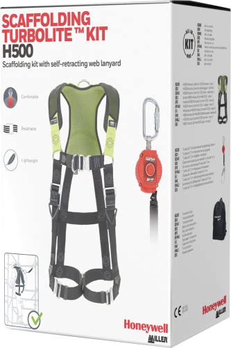 MILLER by Honeywell PSS H500 Scaffolding Turbolite Set mit Transportrucksack, 2-Meter-Block, Schlüsselbandhalter, spezieller SRL-Weblink, RFID-Etikett, belastbar bis 140 kg, Größe 2, 1036597 von MILLER